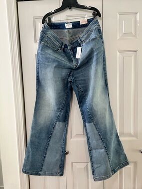 Lane Bryant Two-Tone Blue Wide-Leg Patchwork Jeans